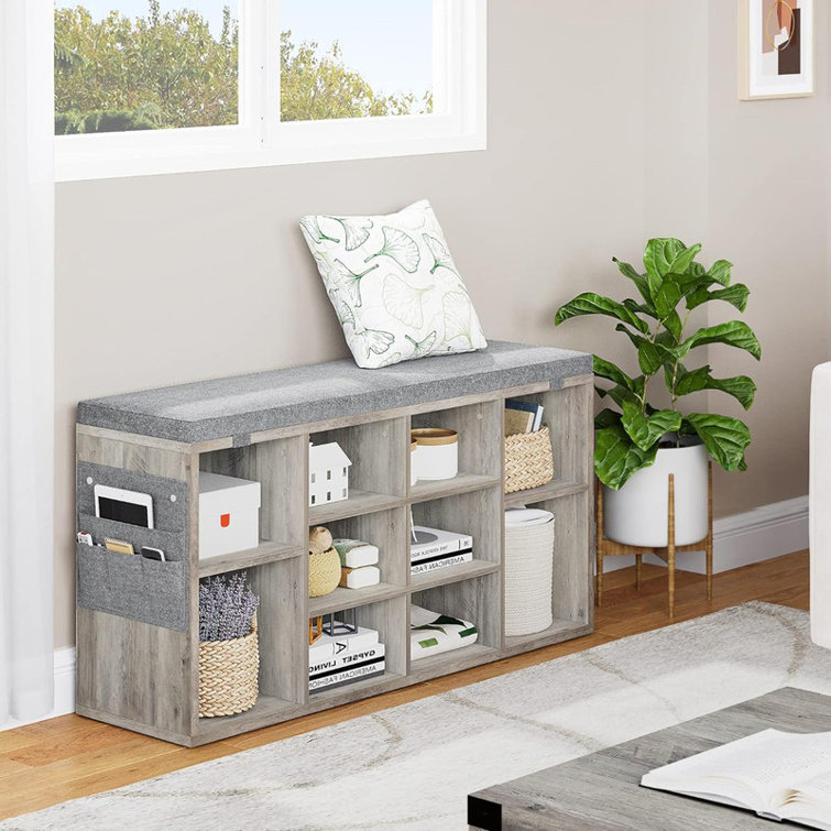 Gracie Oaks Shoe Storage Bench with Cushion, Shoe Rack with 3Tier